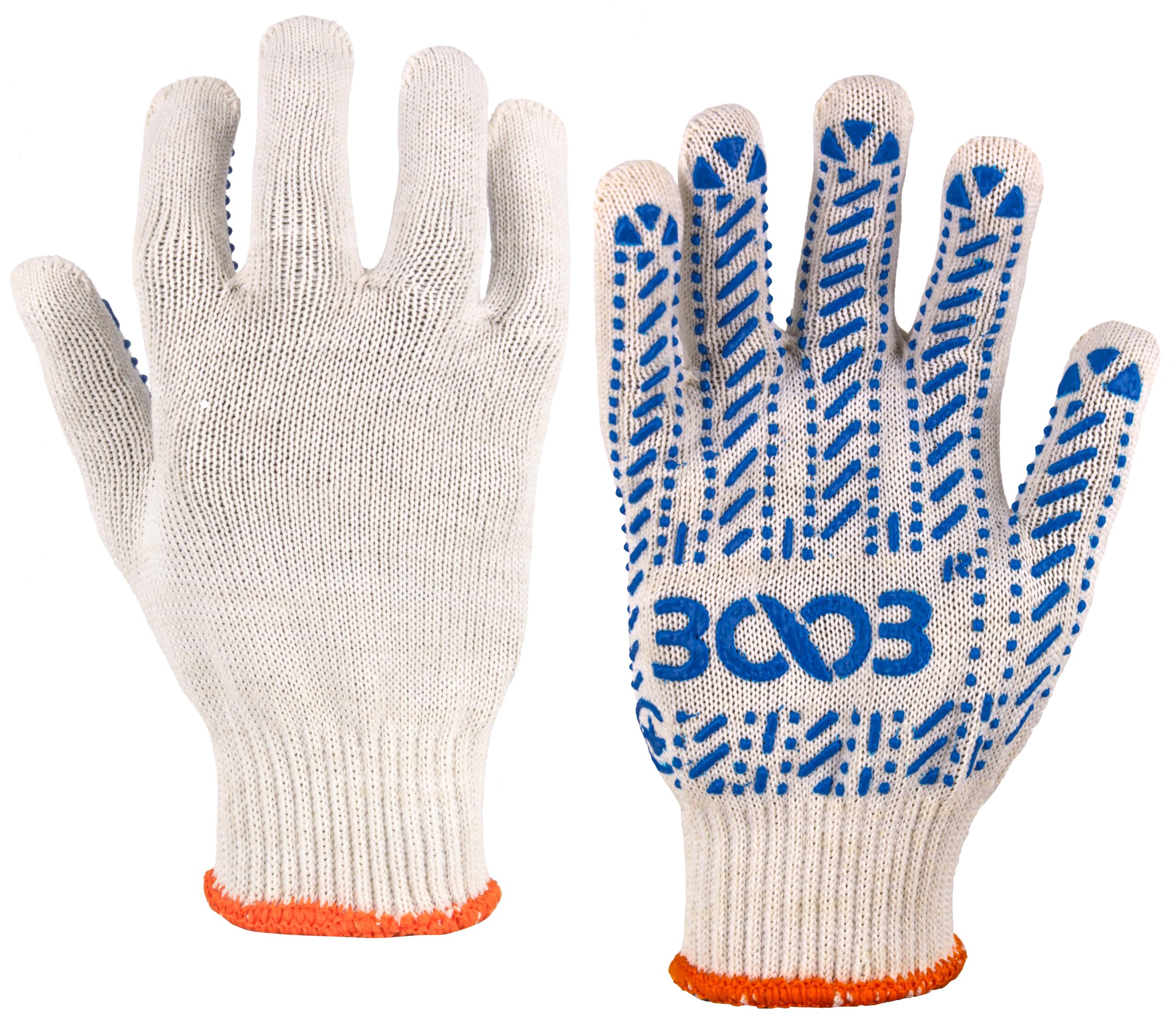 Рукавички 3003 з ПВХ крапкою 10кл.,COMFORT білий